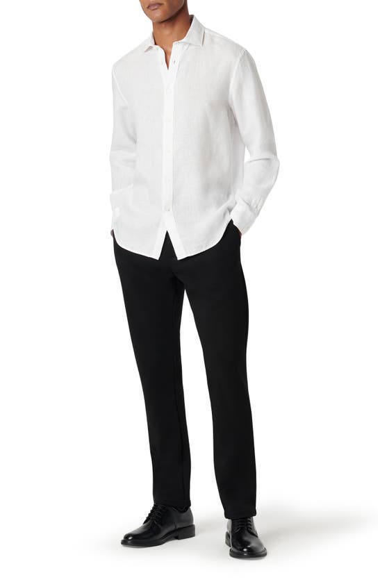 Bugatchi Axel Linen Button-up Shirt In White