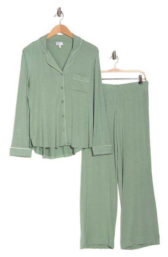 Nordstrom Rack Tranquility Long Sleeve Shirt & Pants Two-piece Pajama Set In Green Bay