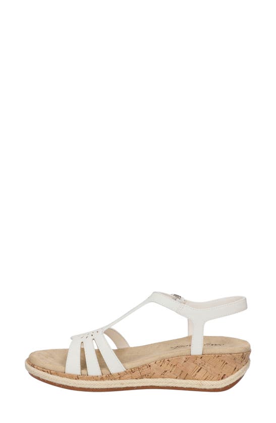 Easy Street Dorinda Womens Faux Leather T-strap Wedge Sandals In White