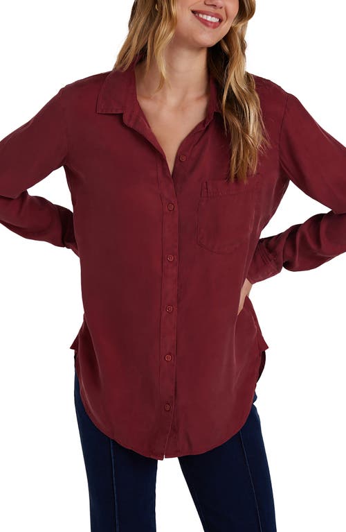 Bella Dahl Oversize Lyocell Button-Up Shirt in Sweet Merlot 