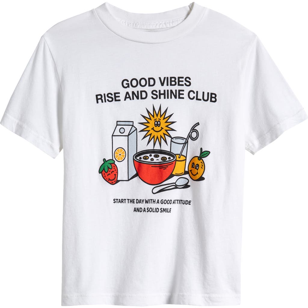 Pacsun Kids' Rise & Shine Club Graphic T-shirt In White