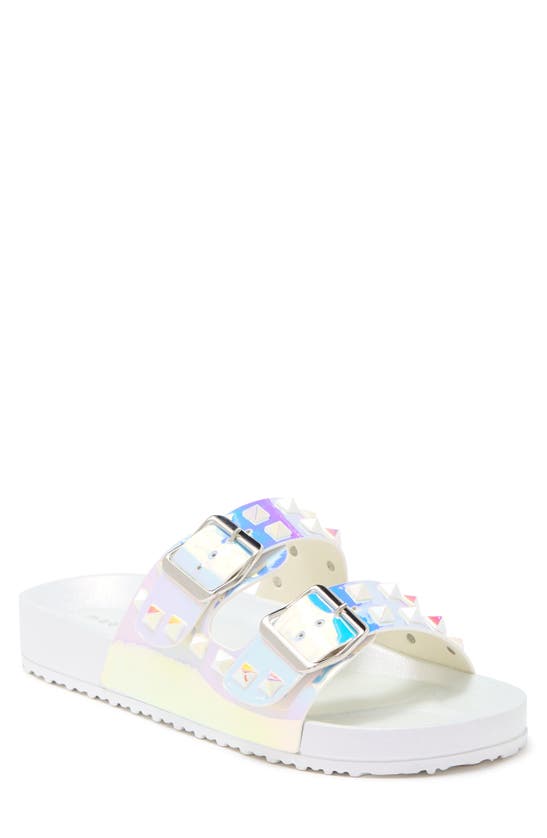 MADDEN GIRL TEDDY STUDDED CLEAR SLIDE SANDAL