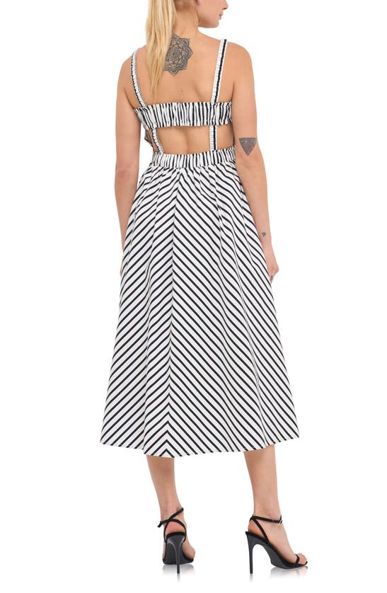 Shop English Factory Stripe Smocked Midi Sundress In White/ Black