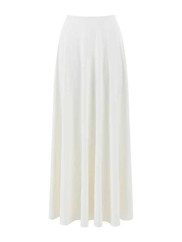 Shop Nocturne Flounced Long Skirt In Ecru