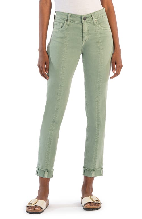 Shop Kut From The Kloth Amy Seamed Mid Rise Crop Slim Jeans In Eucalyptus