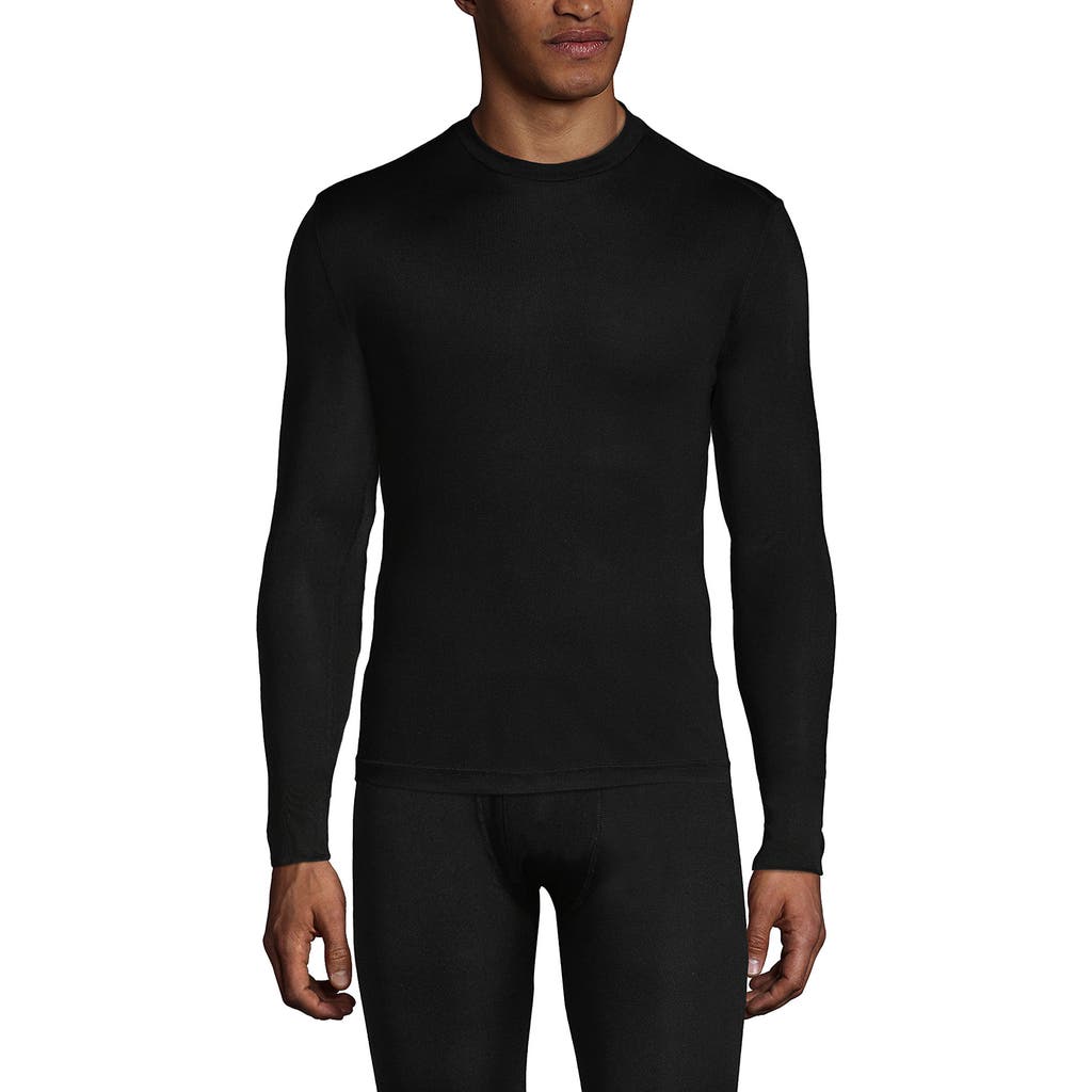 Lands' End Silk Long Underwear Crew Neck In Black