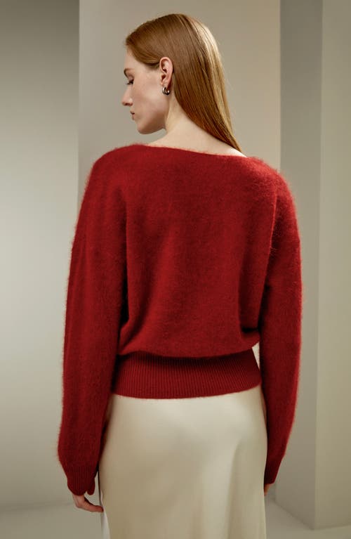 Lilysilk Cropped V-neck Cashmere Sweater For Women In Red