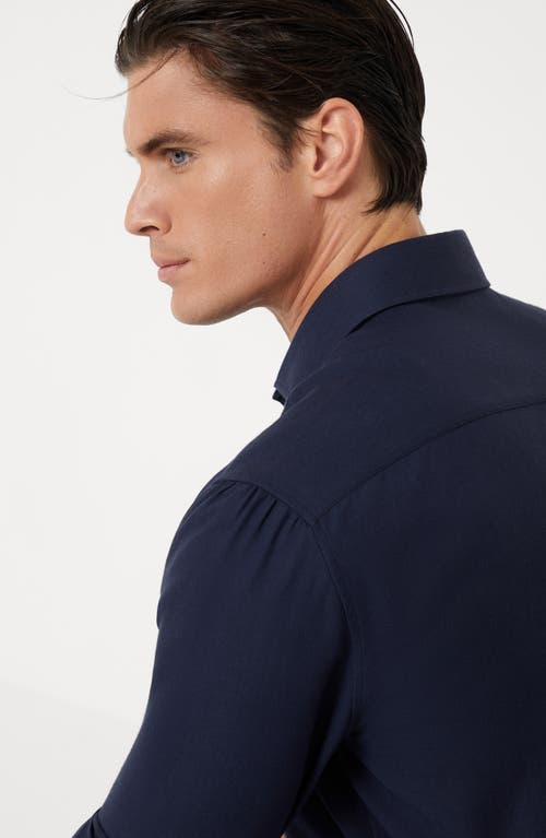 Shop Brunello Cucinelli Cotton And Cashmere Twill Basic Fit Shirt With Spread Collar In Blue