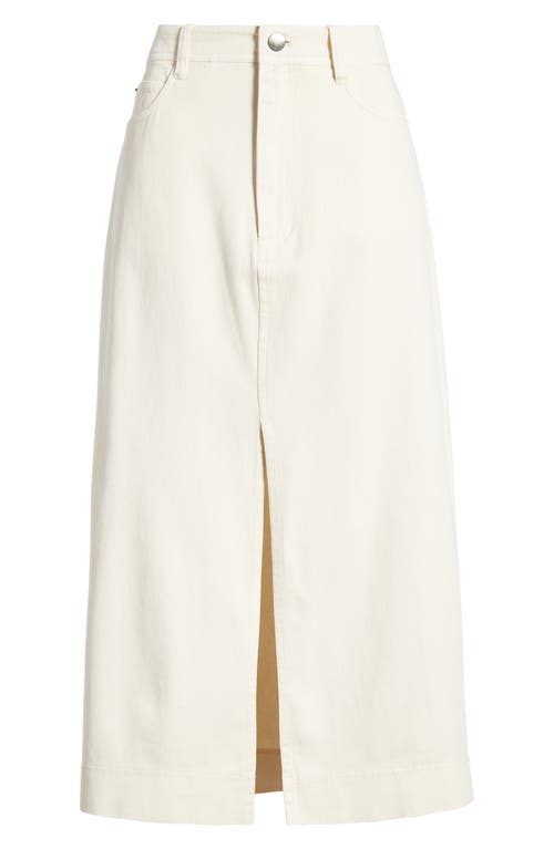 Shop Treasure & Bond Denim Midi Skirt In Ivory Dove