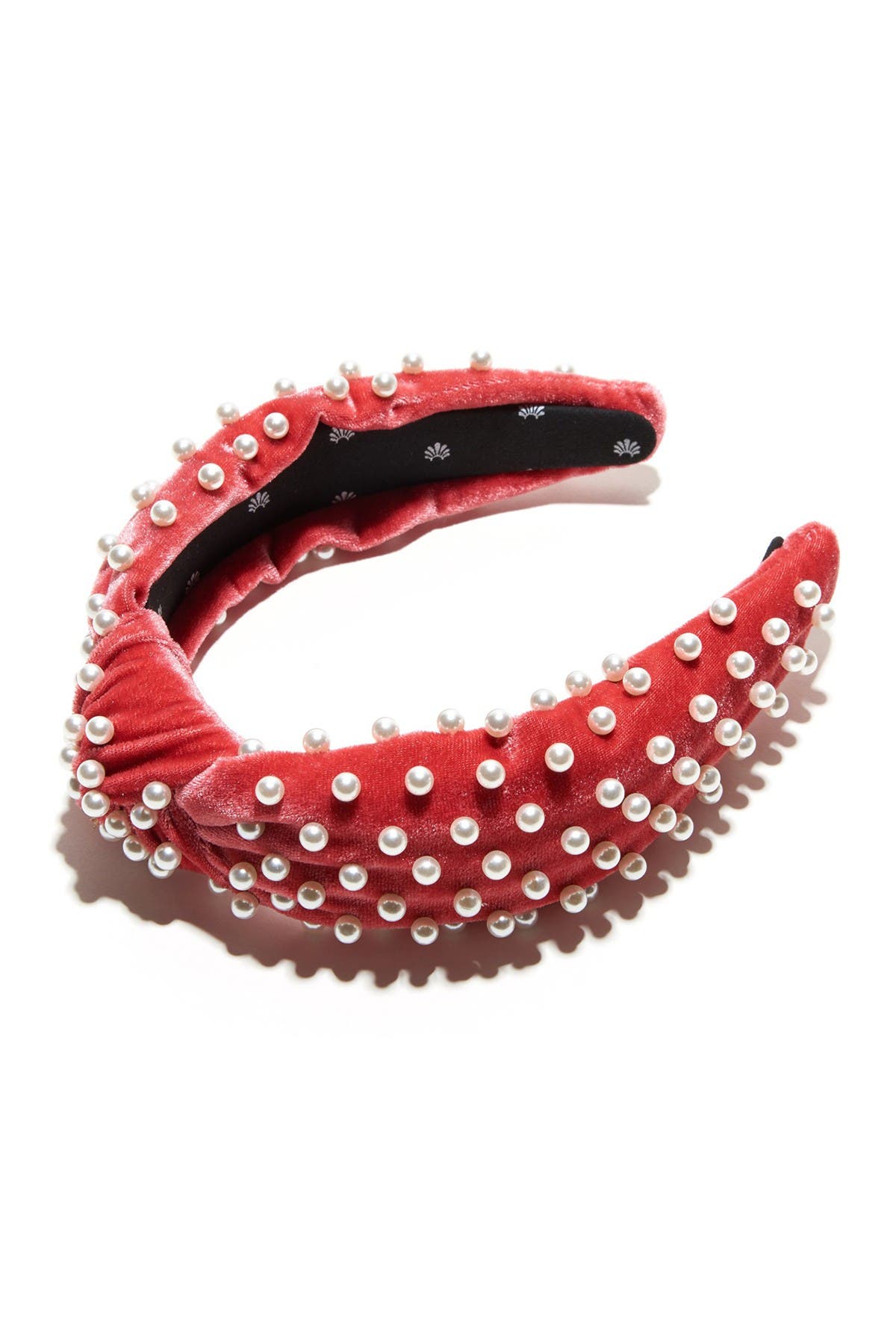 Lele Sadoughi Raspberry Pearl Knotted Headband