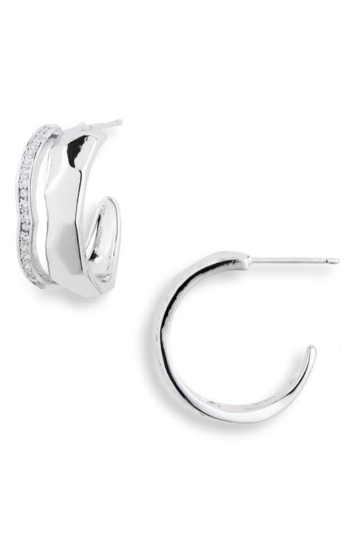 Shop Nordstrom Rack Pavé Cz Wavy Hoop Earrings In Clear- Silver