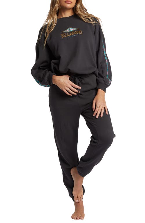 Shop Billabong Swipe Right Kendal Cotton Blend Sweatshirt In Black Sands