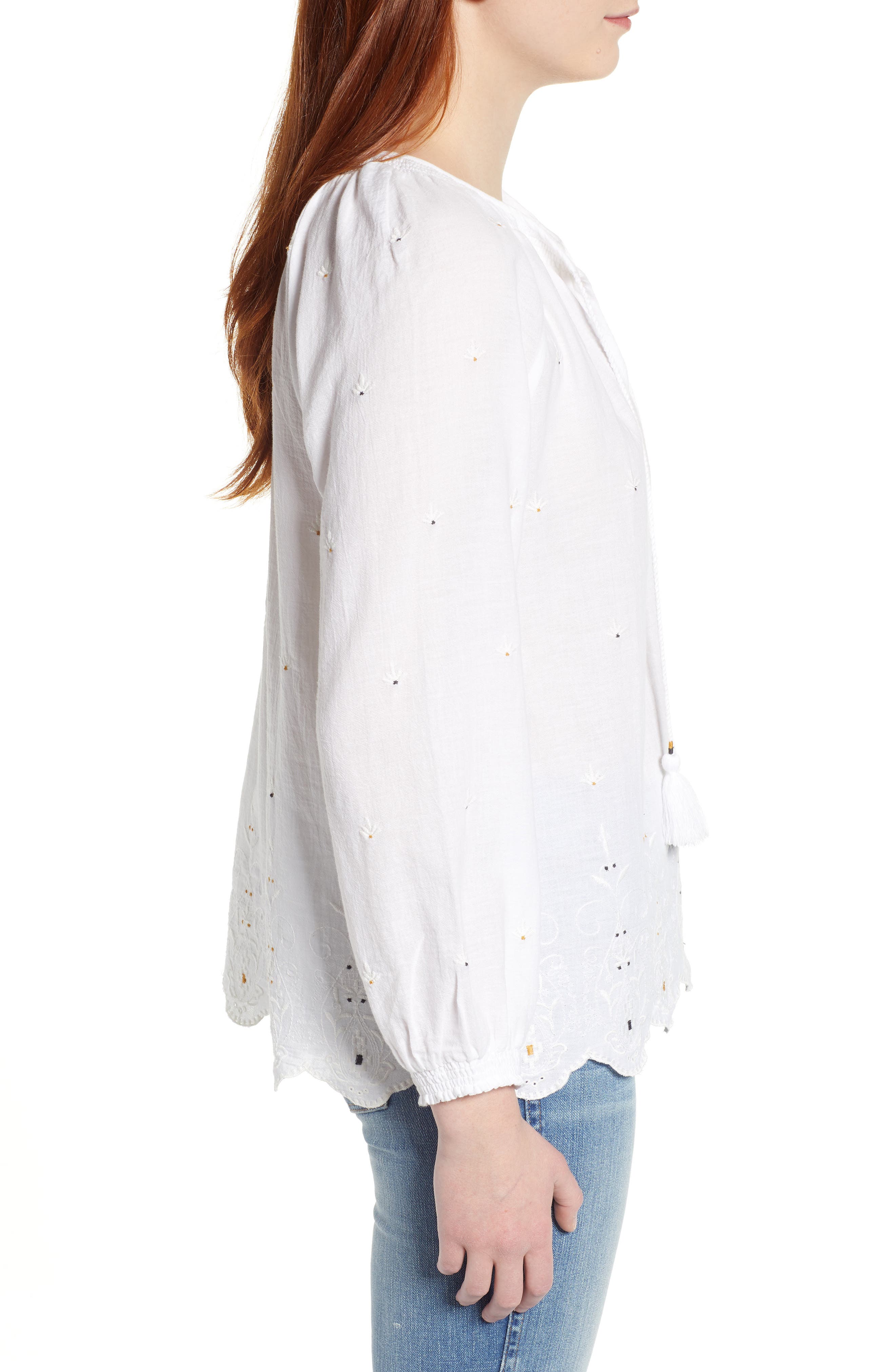 lucky brand eyelet peasant top