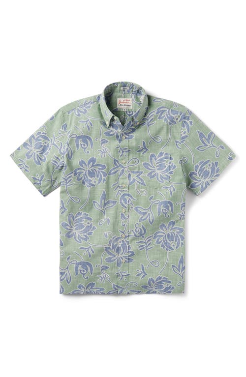 x Alfred Shaheen Classic Pareau Classic Fit Floral Short Sleeve Button-Down Shirt in Leaf