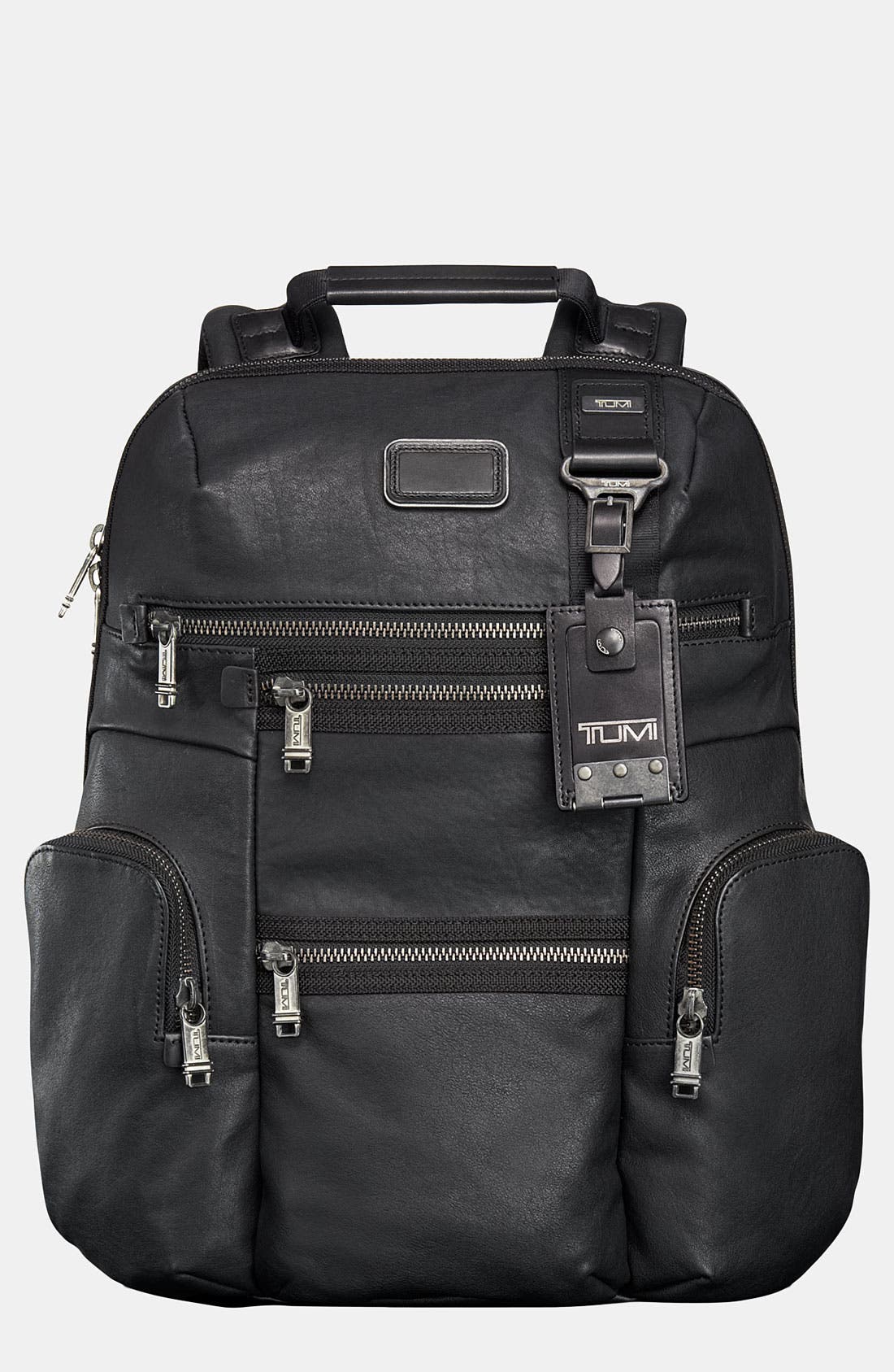 tumi alpha bravo knox leather backpack