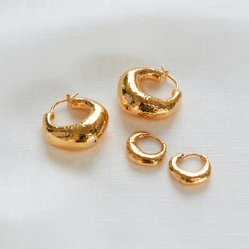 Deia Chunky Medium Hoop Earrings in 18ct Gold Vermeil on Sterling Silver