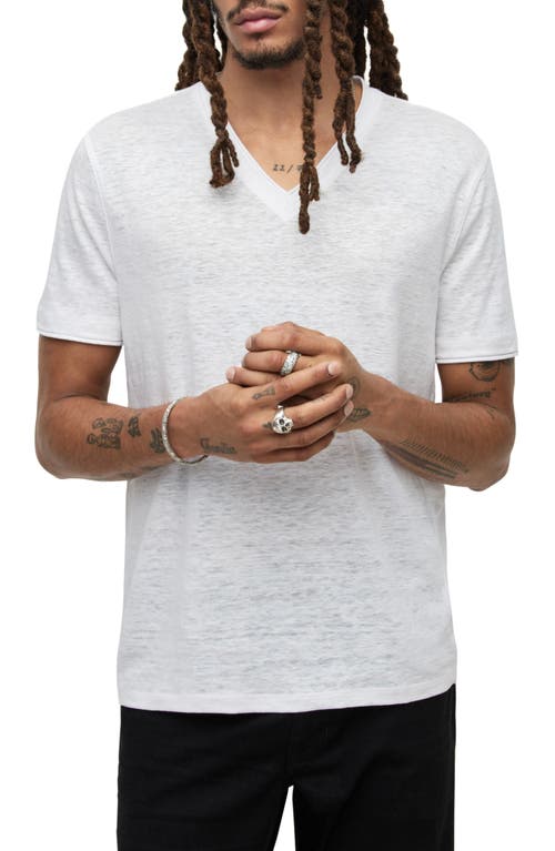 John Varvatos Men's Slim Fit Linen V-Neck T-Shirt White at Nordstrom,