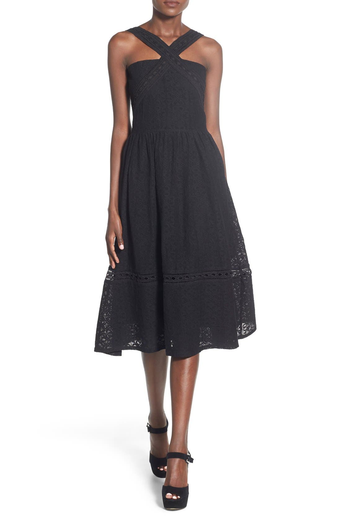 J.O.A. Lace Fit & Flare Midi Dress Nordstrom