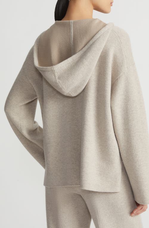 Lafayette 148 New York Double Knit Cashmere Zip Hoodie In Taupe Melange