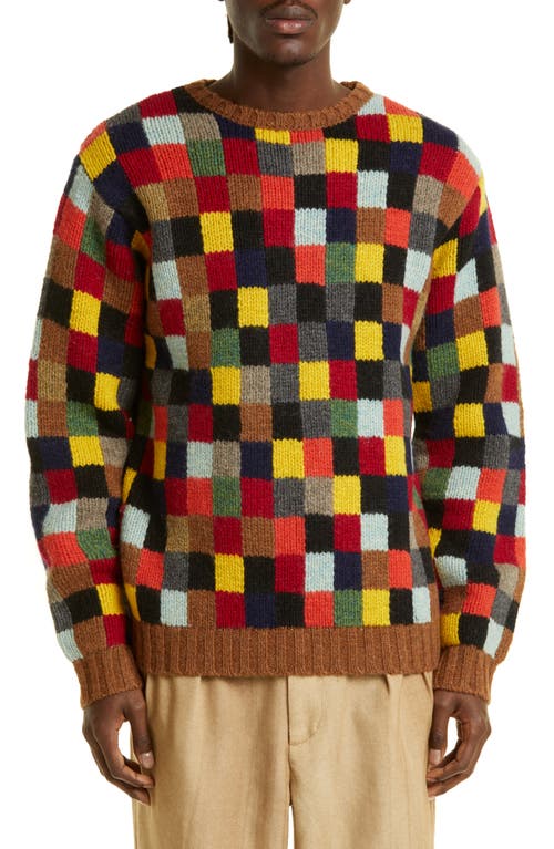 BEAMS Wool Crewneck Sweater in 91 Block