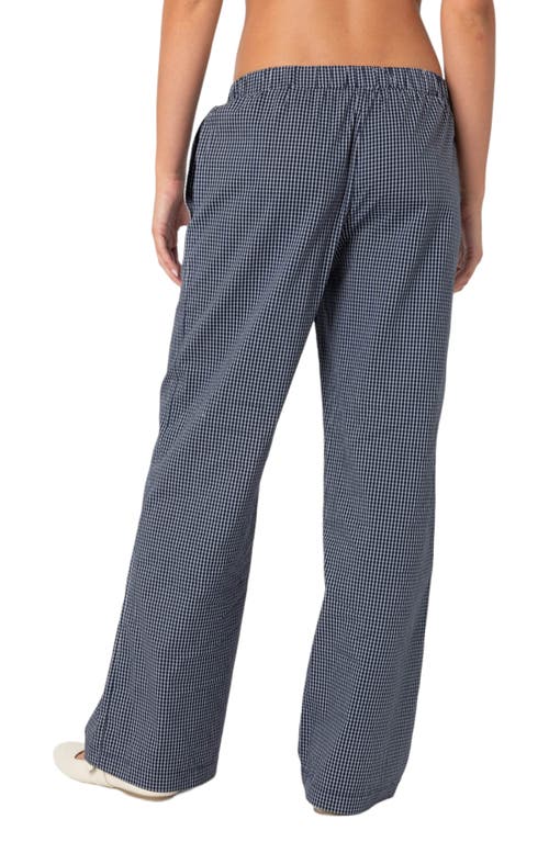 Shop Edikted Ellery Check Pants In Navy