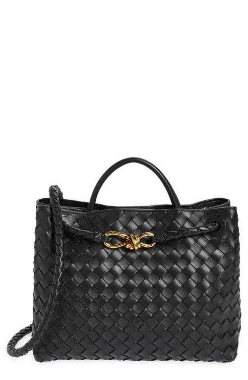 Bottega Veneta Andiamo Shoulder Bag In Black Brass/black