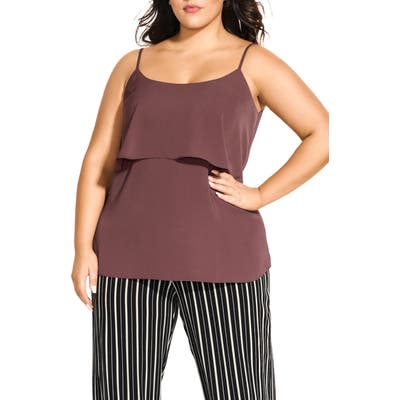 Plus Size City Chic Sweet Tier Camisole, Brown