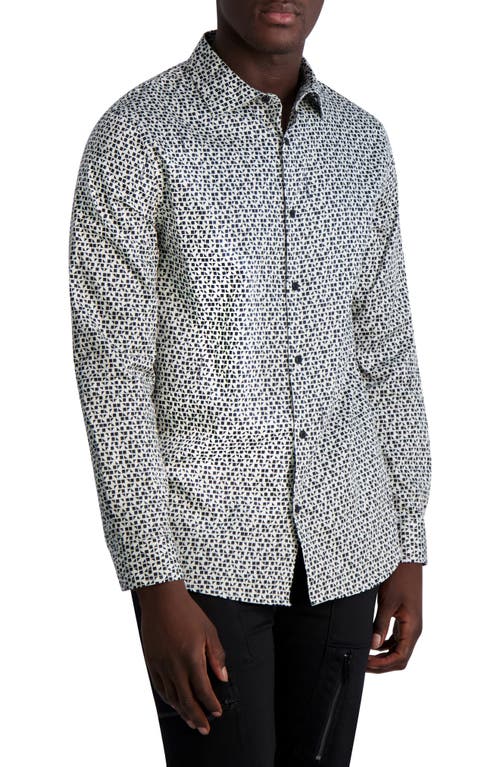 Shop Karl Lagerfeld Paris Geometric Print Long Sleeve Button-up Shirt In Black/white