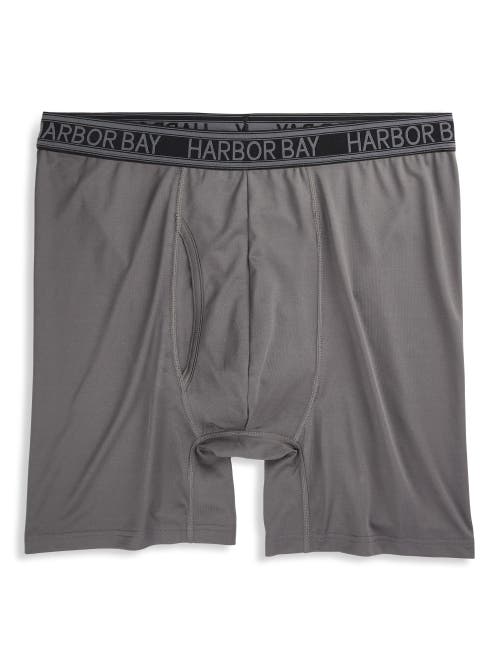 Harbor Bay Tech Stretch Solid Boxer Briefs In Grey Pinstripe