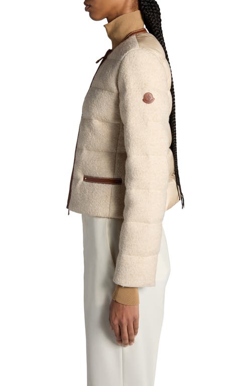 Shop Moncler Serinde Bouclé & Quilted Down Jacket In Soft Beige