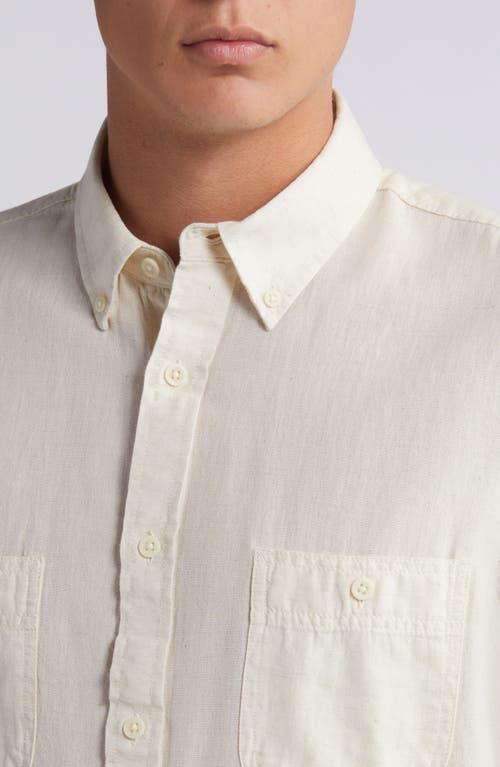 Shop Treasure & Bond Regular Fit Cotton & Linen Button-down Shirt In Natural Seeded Chambray