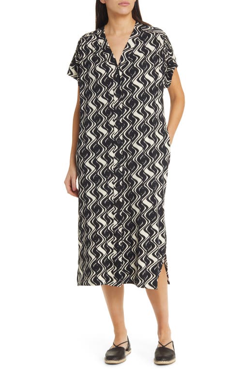 Odera Abstract Print Shift Dress in Black