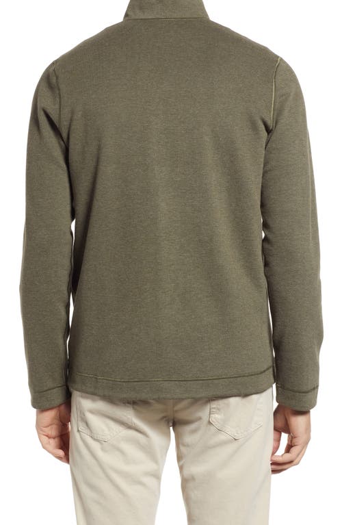 Johnston & Murphy Reversible Quarter Zip Pullover In Olive/charcoal