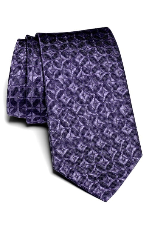 Gordon Geometric Jacquard Silk Tie in Purple