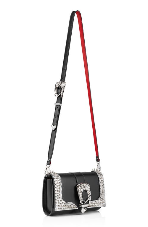 Shop Christian Louboutin Paloma Giddy Spike Leather Crossbody Bag In Bk65 Black/silver