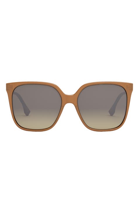 Fendi O'Lock Flat-Top Nylon Square Sunglasses