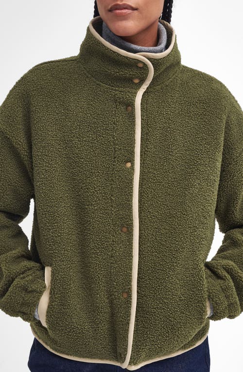 Shop Barbour Violette Fleece Jacket In Dark Moss Green