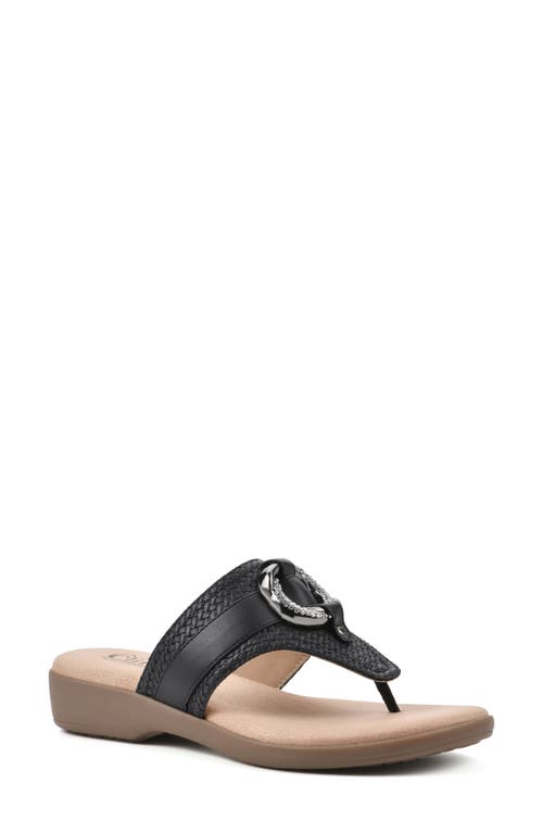 Cliffs By White Mountain Benedict Wedge Thong Sandal In Black/woven