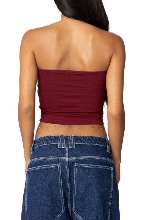 Edikted Basic Crop Tube Top In Burgundy