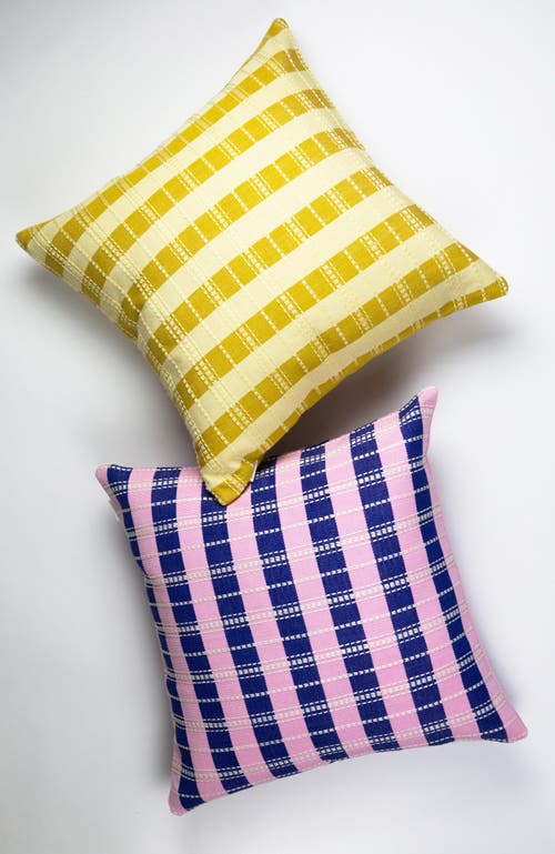 ARCHIVE NEW YORK ARCHIVE NEW YORK SANTIAGO GRID BOLD STRIPE HANDWOVEN COTTON SQUARE THROW PILLOW 
