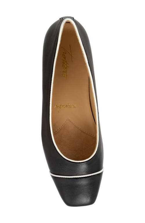 Trotters Harbor Cap Toe Flat In Black/ White
