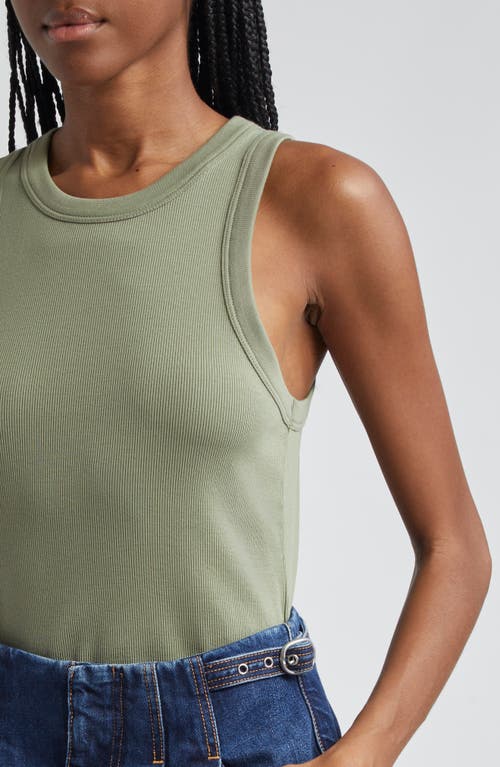 Shop Veronica Beard Jordyn Cotton Rib Crop Tank Top In Sage