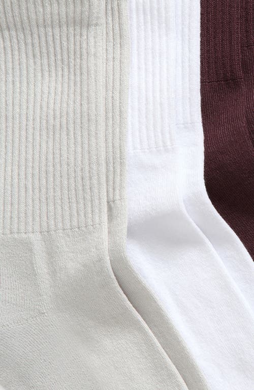 Zella 3-pack Crew Socks In Burgundy Fudge