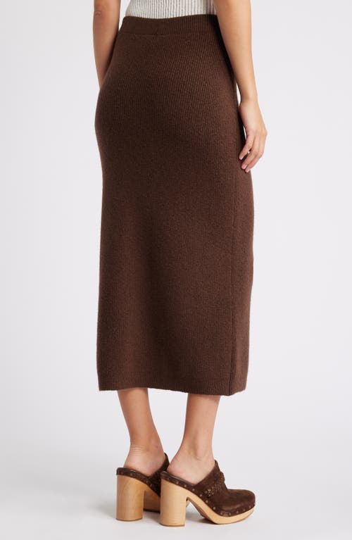 Shop Bobeau Rib Sweater Midi Skirt In Chocolate