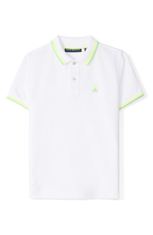 Psycho Bunny Kids' Andrews Tipped Piqué Knit Polo White at