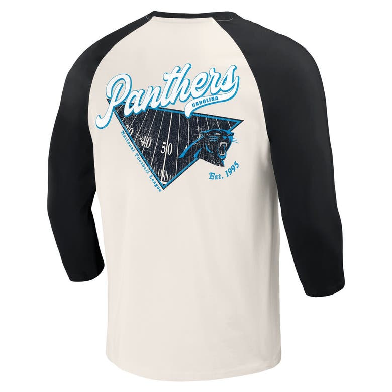 Shop Darius Rucker Collection By Fanatics Black/white Carolina Panthers Raglan 3/4 Sleeve T-shirt