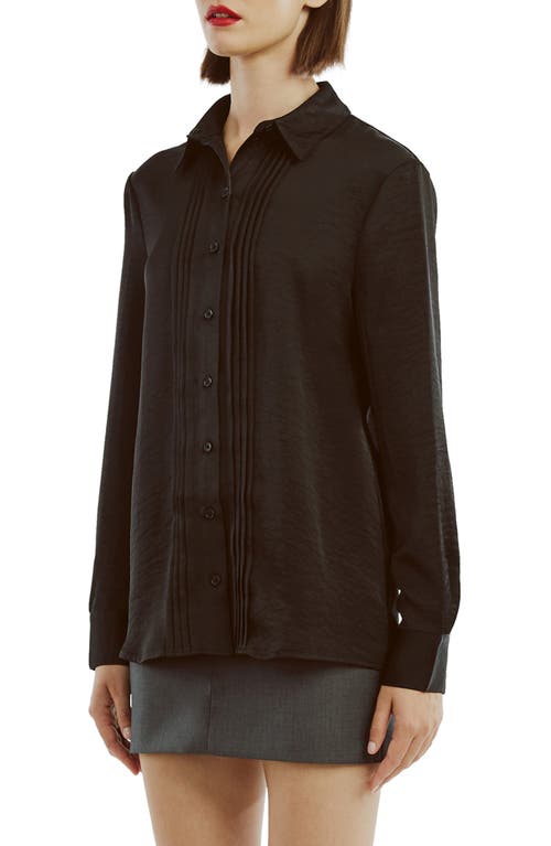 Bardot Dinah Pintuck Satin Button-up Shirt In Black