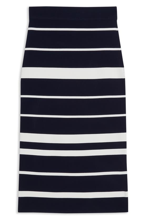 Shop Ted Baker Emiliha Stripe Sweater Skirt In Navy