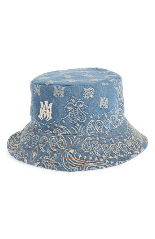 Shop Amiri Paisley Jacquard Denim Bucket Hat In Antique Indigo