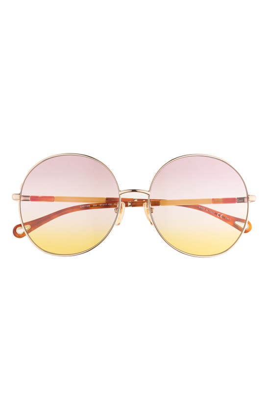 Chloé Gradient Round Metal & Acetate Sunglasses In Gold
